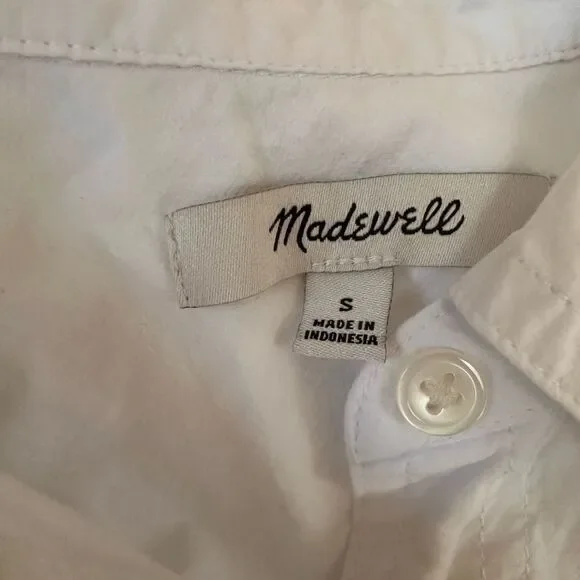 Madewell Signature Poplin Short Sleeve Button Down Shirt Size Small Cotton - Picture 8 of 10